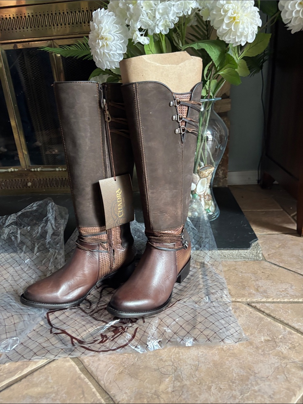 Cuadra Chocolate Brown Tall Riding Heeled Boots